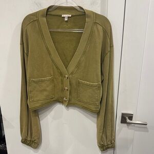 Olive Green Button-Up Cardigan